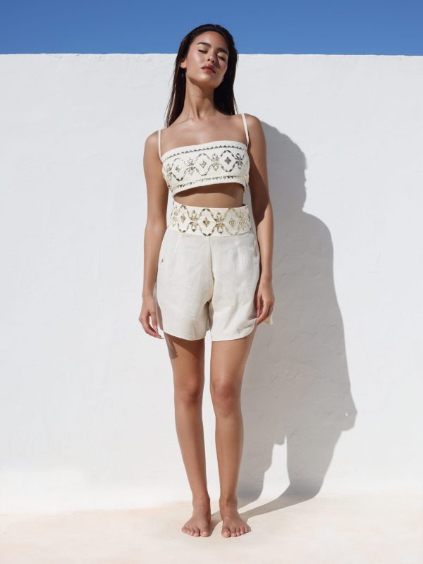 SET EMBROIDERED IN GOLD THREAD